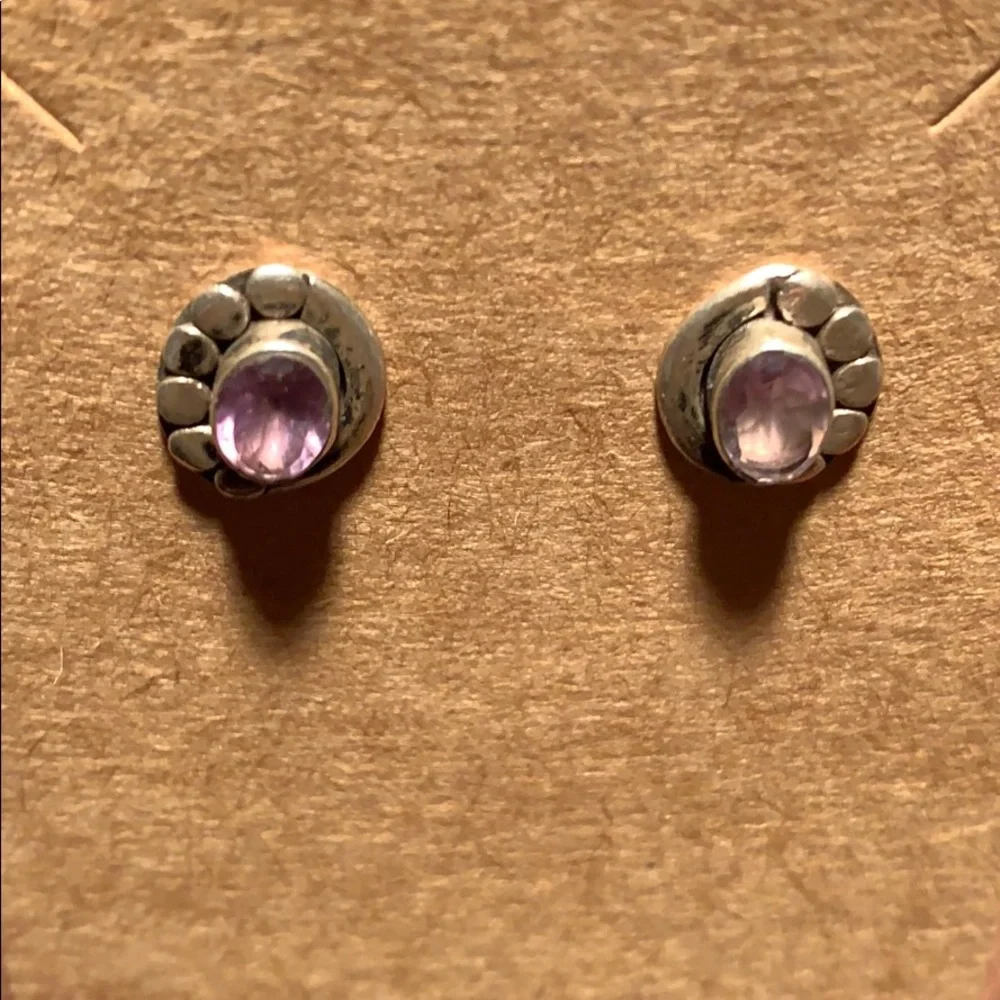 Sterling Silver/Amethyst Vintage/Antique earrings - Picture 8 of 9